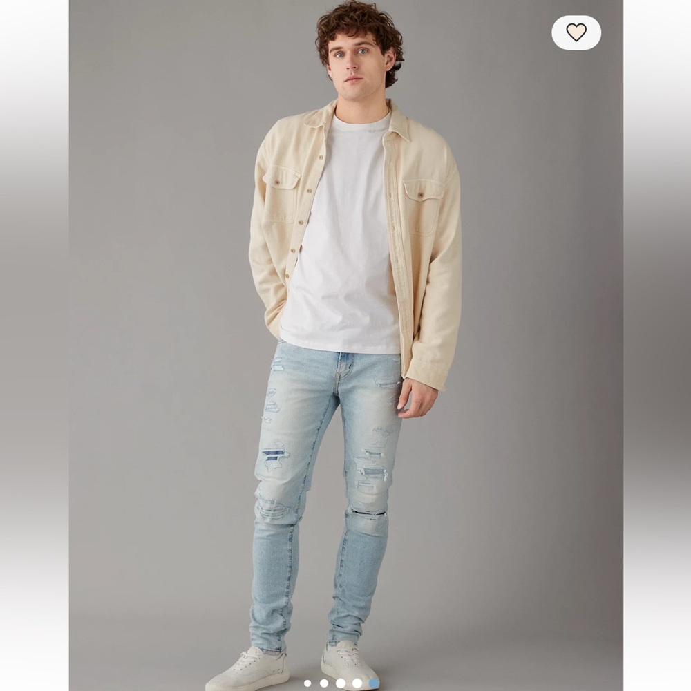 American Eagle‎ Outfitters Light Blue Extreme Flex Skinny Patched Jeans